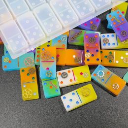 Handmade Dominoes Epoxy Resin Mould Dominoes Storage Box Silicone Mould DIY Crafts Jewellery Storage Case Holder Casting Tool