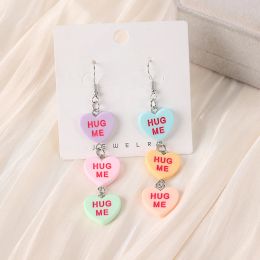1Pair Cute Multicolor Resin Hug Me Be Mine Heart And Star Candy Earrings Jewellery For Girl And Woman Birthday Gift