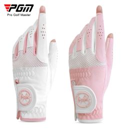 Gloves 1pair Golf Gloves Super Fiber Cloth Breathable Exposed Fingers Wear resistant Anti slip Color blocking Soft Durable For Women