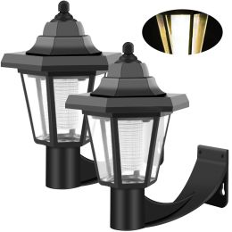 1 Pair Solar Light Outdoor Wall Lamp Garden Light Hexagonal Solar Lantern Light Waterproof LED Solar Lamp Landscape Light Decor