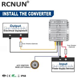 RCNUN 36V 48V to 13.8V 10A 15A 20A Step Down DC DC Converter 48 Volt to 13.8 Volt Buck Power Module for Cars Boats Solar