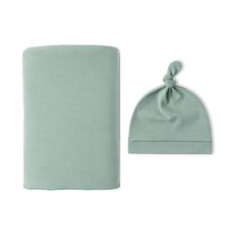 Bamboo Fber Newborn Wrap Blanket Floral Print Baby Turban Hat Skin-Friendly Swaddles Blanket & Infant Beanie Shower Gift D5QA