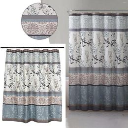 Shower Curtains Light Blue Beige Grey Fabric Curtain For Bathroom: Contemporary Floral Bordered Damask Design