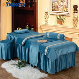 Bedding Sets Beauty Salon Massage Set 4pcs/set Jacquard Design Bed Skirt Sheet Duvet Cover Linen With Breath Hole Spa