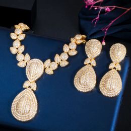Cwwzircons 2pcs złota biżuteria dla kobiet luksusowe wieczor