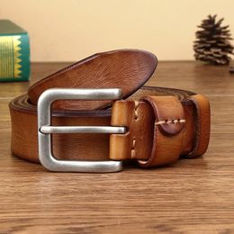 Mens belts Top Cowhide Full Match Casual Jeans Vintage Luxury High Quality Male Designer Genuine Leather Belt For Men 240325
