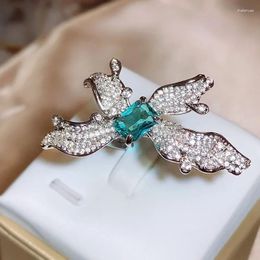 Cluster Rings Creative Silver 925 Densely Inlaid Zircon Shiny Butterfly Engagement Ring Luxurious Green Gemstone Jewelry For Women