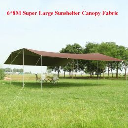 Shelters Without Poles!6*8m Large Canopy Waterproof Oxford Silver Coated Outdoor Camping Awning Sunshelter Tarp More Hanging Points