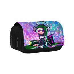 Bags Splatoon Pencil Bag Anime Pencil Cases Canvas Kawaii Stationery Box Children's Office Student School Supplies Stationary