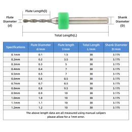 10pcs 0.1-1.0mm PCB Drill Bit Micro Carbide Drill Bit For Printed Circuit Board Wood Modeling Mini CNC Tungsten Steel Bit Set