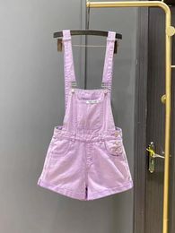 Women's Jeans Light Purple Overalls Women Denim Shorts Summer Casual Loose High Waist Straps Suspender Pants Female Short Jumpsuit