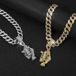 Design classico Love Jewelry Hip Hop Hop Fashion Brand Fashion Money Green Money Collana Leopard Full Diamond Leopard con logo