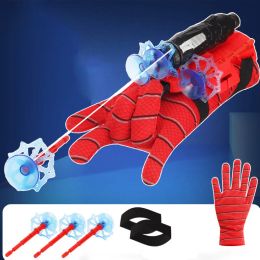 Superhero Launcher with Silk Glove Spiders Web Wrist Set Shooters Toy Anime Figures Cosplay Props for Children Kids Toys Gifts