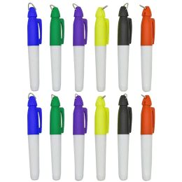 12PCS Mini Permanent Markers Multicolored Golf Ball Marker Pens With Golf Key Chain Clips for Nurses Badge Ring School Outdoor