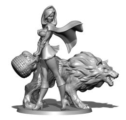 Photography 1/24 75mm 1/18 100mm Resin Model Little Red Riding Hood and Wolf3D Printing Figure Unpaint No Colour RW226
