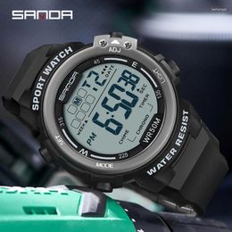 Wristwatches SANDA Fashion G Style Wristwatch For Men Military Sports Waterproof Stopwatch Luminous LED Digital Electron Watch Relojes