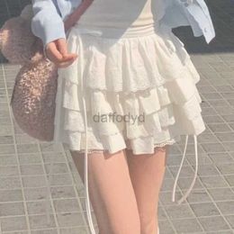 Urban Sexy Dresses New Kawaii Lace Mini Skirt for Women Girl Cute Lolita White A-line Pleated White Skirt Japanese Harajuku Fashion Clothing 240403