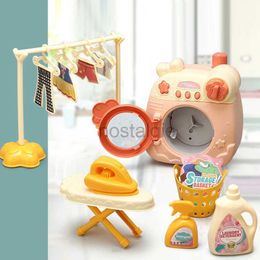 Kitchens Play Food Kids Mini Washing Machine Toy Children Pretend Play House Rotate Cleaning Lighting For Doll Simulation Toys For Girls 2443