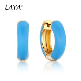 Earrings 925 Sterling Silver Simple Design Circle Colourful Enamel Paint Spray Earrings For Women High Quality Classic Luxury Jewellery Gift