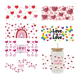 Window Stickers Valentine Love UV DTF Libbey Cup Wrap Iron On Transfer For Glass 16oz D2779