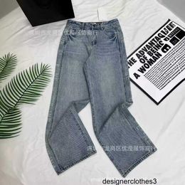 Designer Southern Oil CE High end Side Letter Jeans Women's 2024 Spring New High Waist Slim Wide Leg Straight Leg Pants 3HEC