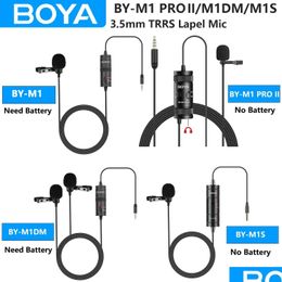 Microphones Boya Bym1/M1 Pro/M1Dm 3.5Mm Trrs Lavalier Lapel Microphone For Phone Android Pc Computer Dslr Cameras Gaming Streaming Dr Dhf3M