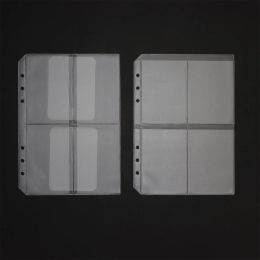 Folders 10PCS/Pack Transparent Loose Leaf A5 Binder Sleeves 6 Holes A5 binder Pocket Sleeves 4 Grid Clear PVC Document Filling Bags