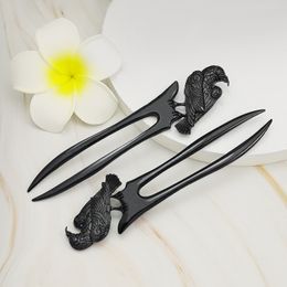 Viking Raven Prong Hair Fork Styling Pins Black Wicca Witch Hair Slide Renaissance Festival Hair Acceossories for Women