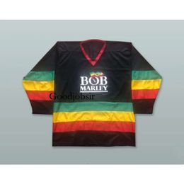 Gdsir Custom BOB MARLEY BLACK HOCKEY JERSEY NEW Top Ed S-M-L-XL-XXL-3XL-4XL-5XL-6XL