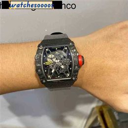 Watches Luxury Mechanical Swiss Movement Ceramic Dial Rubber strap Barrel Rm35-02 White r Machine 11-03 Carbon Fibre Es Wristwatch
