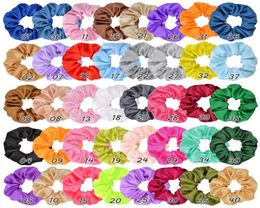 40 Colors Scrunchies Women Solid Satin Hair Circle Girls Ponytail Holder Tie Hair Ring Stretchy Elastic Rope hairband Hair Accesso9300282