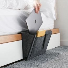 NEW 1pc Felt Bedside Storage Bag Pouch Bed Desk Bag Sofa TV Remote Control Hanging Caddy Couch Storage Organiser Bed Holder Pockets