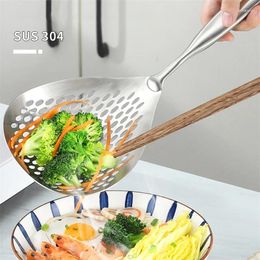 Flatware Sets Household Kitchen Stainless Steel Colander Multifunctional Japanese-Style Large Hole Arc Long Handle Pear-Shaped Drain