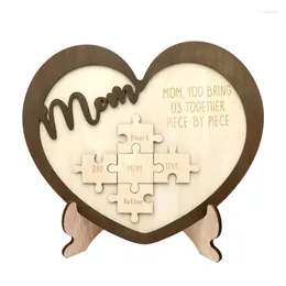 Party Decoration Wood Heart Sign Mom Puzzle Sculpture With Stand Table Centrepieces Home Decorations Unique Mothers Day Gift For Family