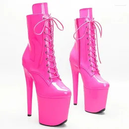 Dance Shoes LAIJIANJINXIA 20CM/8inch Pink Patent PU Upper Exotic Fashion Trends High Heel Platform Pole Boot