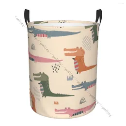 Laundry Bags Bathroom Organizer Crocodiles In Abstract Scandinavian Style Folding Hamper Basket Laundri Bag For Clothes Home Storage