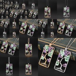 Pendant Necklaces Stone Crystal Charms Copper Twine Tree Of Life Wire Wrap Amethyst Tiger Eye Rose Quartz Wholesale Jewellery Whole Dr Ottnc