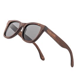 VOBOOM Wooden Sunglasses Men Black Frame Engraving Letter Handmade Polarised Lenses Eyewear VV 240402
