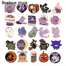 Teethers Wizard Hat Brooch Creative Wizard Cat Halloween Witch Pumpkin Shape Brooch Clothing Accessories Backpack Brooch Badge Lapel Pin
