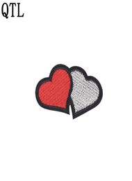 10 PCS Embroidered Double Heart Type Patch Badge for Clothing Ironing Applique Girls Sweater Stripe Sewing Embroidered Patches for1123743