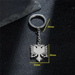 Vintage Albania Eagle Pendant Keychain for Men Women Silver Color Metel Animal Backpack Keyring Ethnic Key Chain Ring Accessorie