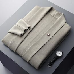 Men's Sweaters Pure Wool Cardigan Stand-up Collar Business Leisure Solid Color Knitted Fashion Cashmere Coat Jacket.