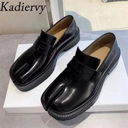 Casual Shoes Split Toe Women Genuine Leather Derby Woman Black White Lace Up Flat For Zapatos Mujer