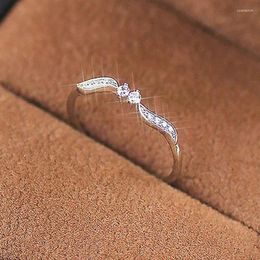 Wedding Rings Ne'w Dainty Thin For Women Inlaid Shiny Crystal Cubic Zirconia Delicate Proposal Engagement Fashion Jewellery