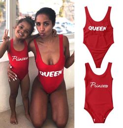 Women Girls Family Matching Swimwear Kids Baby Girl Sleeveless Bodysuit Princess Queen Onepiece Swimsuit Bathing Beachwear9714352