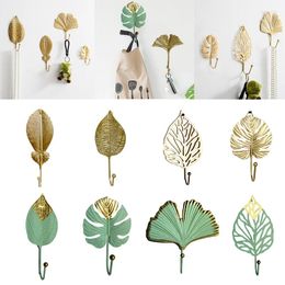 Hooks 2Pcs Nordic Wall Leaf Shape Coat Rack Punch-free Key Clothes Hanger Home Hanging Decoration