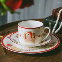 Mugs European Style Retro Hand-painted Ceramic Coffee Cup And Plate Set Afternoon Tea Dessert Santa Claus