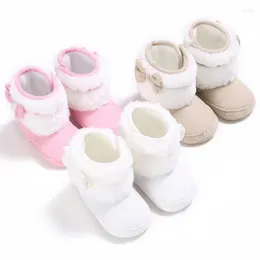 Boots 2024 Girls Winter Shoes Born Baby Infant Toddler Girl Bow Snow Furry Warm Bowknot Walkers