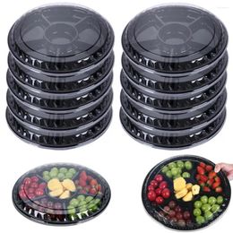 Plates Fruit Storage Box With Lid Disposable Round Plastic Veggie Serving Trays 6 Compartment For Parties