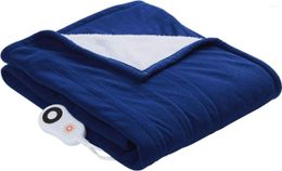 Blankets Reversible Electric Blanket Heated Throw 50"x60" Heating With 5 Setting Controller Overheating Protection (Navy)